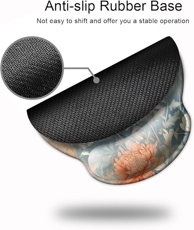 Ergo Comfort Gel Wrist Rest Mouse Pad-Ergonomic Office Mousepad with Wrist Support-Non-Slip, Design Desk Accessories Mat for Home&Game Decor Japanese Floral