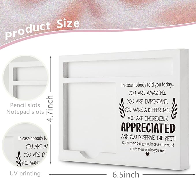 Appreciation Sticky Note Holder, Inspirational Thank You Appreciation Quote Gifts for Leader Boss Women Mentor Coach Manager Employee Coworker Self-Stick Note Pad Holders YBB02