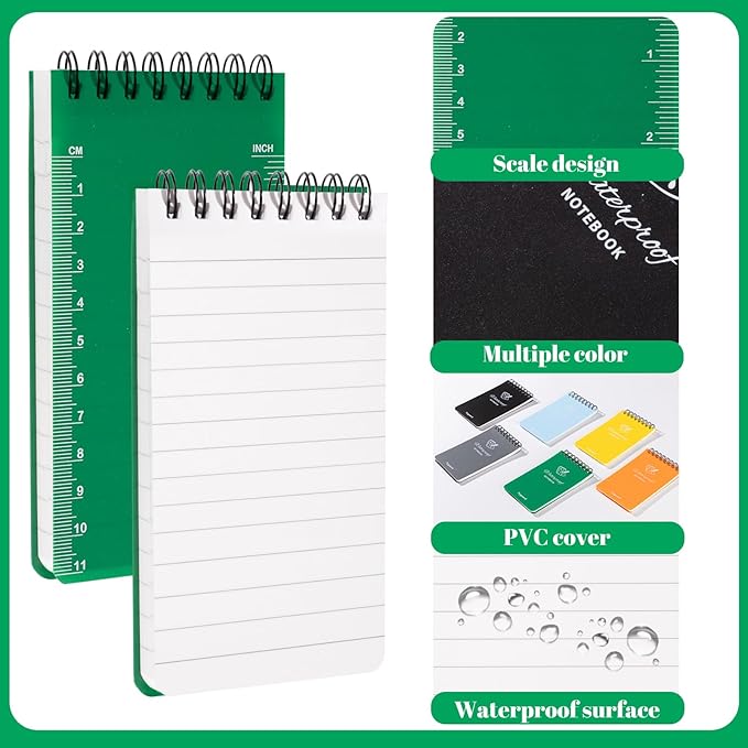 6 Pack Waterproof Notepad Pocket Notebook 3x5 All-Weather Small Pocket Notebook Waterproof Police Spiral Notepad Little Memo Notepads for Outdoor Travel Office School