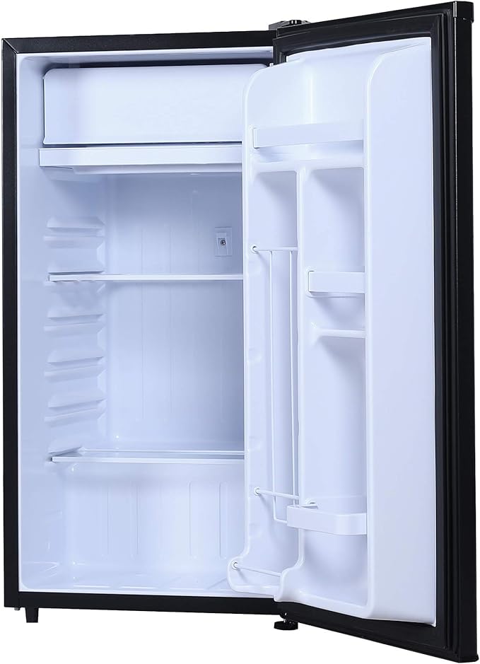 RCA RFR321-B-Black-COM RFR321 Single Mini Refrigerator-Freezer Compartment-Adjustable Thermostat Control-Reversible Doors-Ideal for Dorm, Office, RV, Garage, Apartment-Black Cubic Feet, 3.2 CU.FT