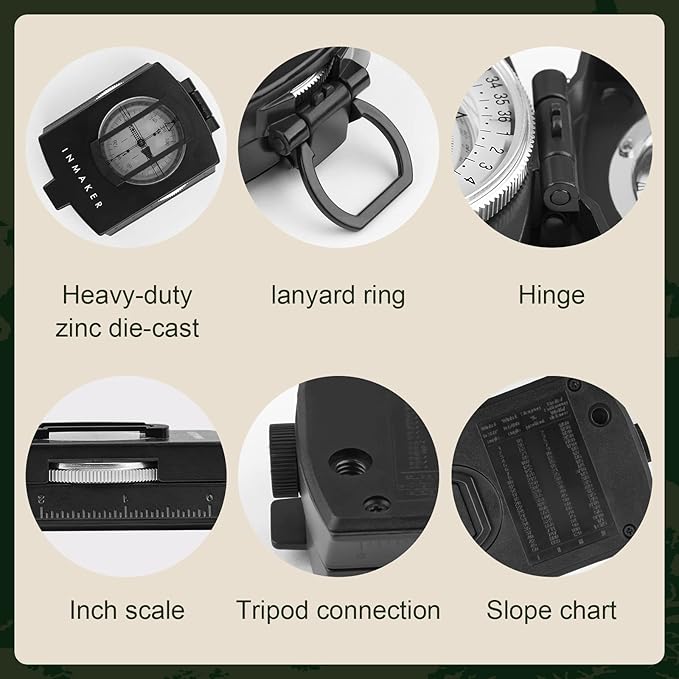 INMAKER Compass, Compass Hiking with Survival Whistle, Luminous Compass Gift for Kids, Apply to Outdoor Survival, Camping and Navigation