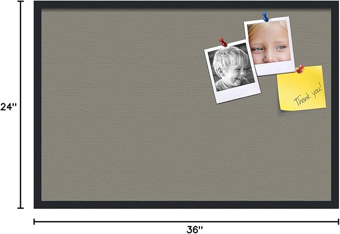 PinPix 36x24 Inch Cork Bulletin Board. This Decorative Framed Pin Board Comes with Pewter Design and a Satin Black Frame. Ideal for Home Office Decor or Message Board (PinPix-1812)