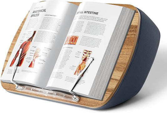 Lap Beanbag Book Stand for Hands Free Reading Comfortable Reading Pillow Stand Minimize Neck Strain Perfect Idea for Book Lovers in Dorm Room or Anywhere Else with Bookseat(Gray)