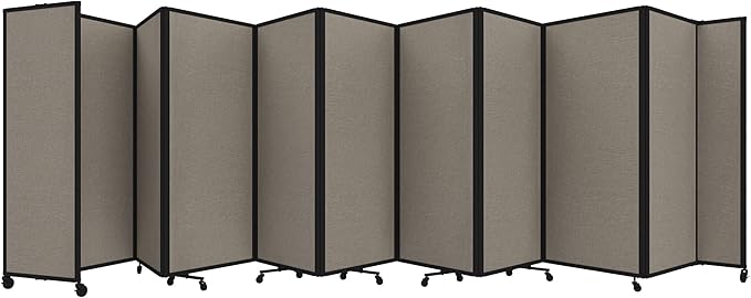 Versare Room Divider 360 Portable Wall Partition | Folding Panels | Large Freestanding Divider | Locking Wheels | Temporary Room Separator