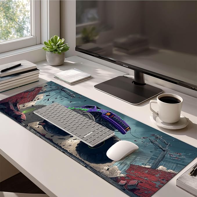 HOMETITUT Truck Gaming Mouse Pad XL Desk Pad 31.5 x 11.8 Inch Large Extended Keyboard Mat Computer Non Slip Waterproof Desk Mat for Office Gamer Accessories Home Setup