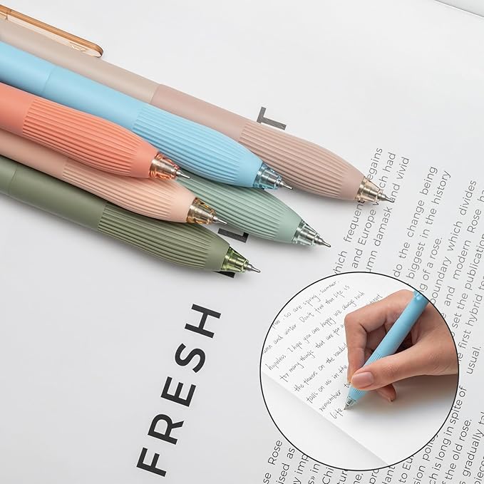Linbsunne Gel Pens Black Ink Pens for Office 0.5mm Fine Point Pens Smooth Writing Retractable Work Pen (Macaron 12 pcs)