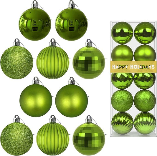 Lime Green 3.2" Large Christmas Balls - Christmas Tree Decoration Ornaments Shatterproof Hanging Balls for Birthday Halloween Holiday Wedding Decorations Set of 10pcs