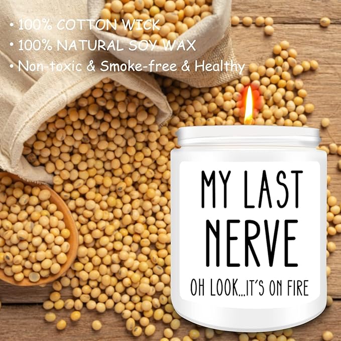 Homsolver Birthday Gifts for Women, Funny Friendship Gift for Friend - My Last Nerve Lavender Candle - Unique Best Friend Birthday Gifts for Women, Her, Mom, BFF, Sister