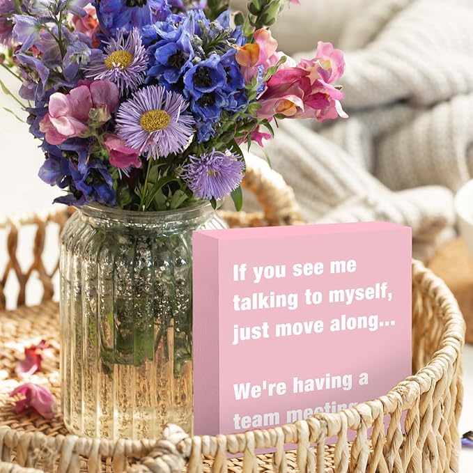 Pink Cubicle Decorations Office Desk Decor Accessories for Women Cute Office Cubicle Decor Pink Gifts for Women Coworker Friends Female Funny Sign Decorations