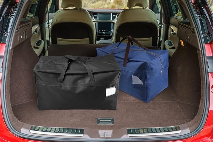 AMJ Heavy Duty Extra Large Moving Bags with Handles & Zippers, Storage Totes for Space Saving, Perfect Organization System (Blue - Set of 2)