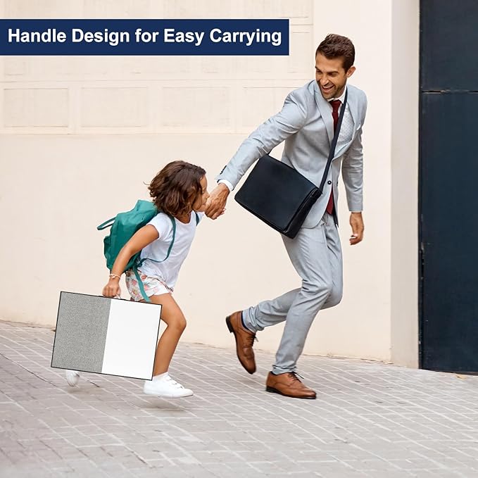 Small White Board Cork-Board Combo - 16 X 12 inches Gray Linen Board & Magnetic Dry Erase Board for Wall, Mini Bulletin Cork Board with Holder for Office, Home and School