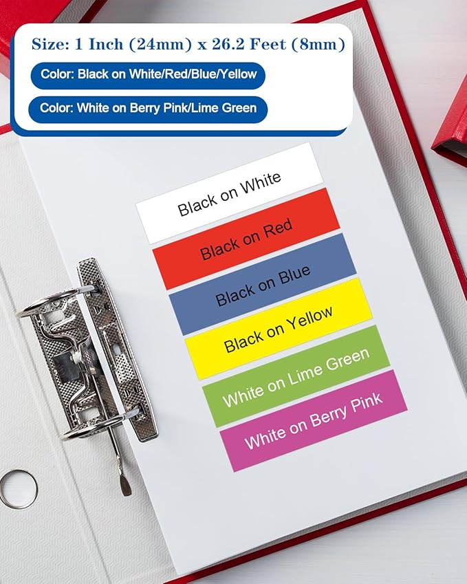 6-Pack TZe TZ Tape 24mm 0.94 Laminated Colored Compatible for Brother P Touch Label Maker Tape 1 Inch Refills for PT-D600 P700 P710BT PT-D610BT PT-P910BT PT-P750W PT-D600VP PT-P900W