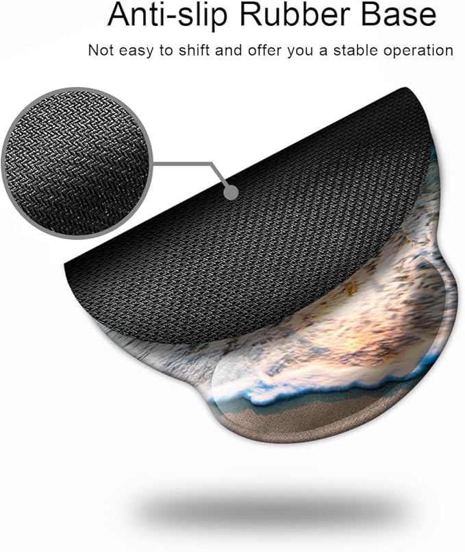 Ergonomic Mouse Pad with Wrist Support,Mouse Pad with Wrist Rest,Relieve Wrist Pain Mousepad Non-Slip Rubber Base,Mouse Pads for Desk,Computers,Laptop,Office,Home,Accessories Golden Beach