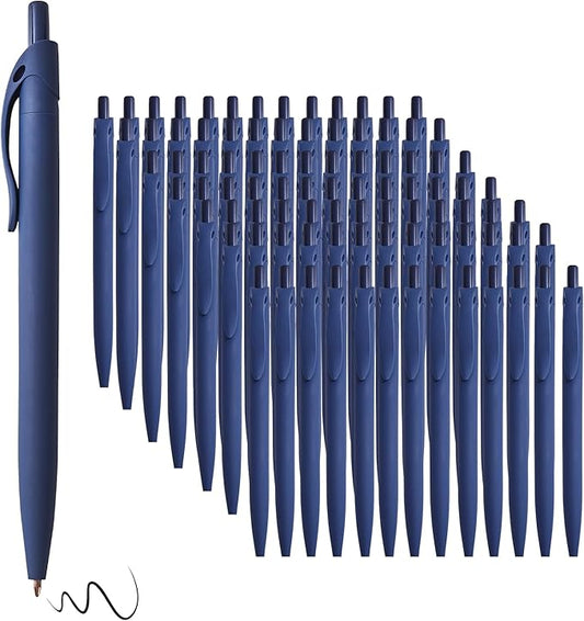 BallPoint Pens, 100 Pack (BLACK Ink),Bulk Pens, Navy Blue Barrel,Click Pens for Office Home and School, Retractable Ballpoint Pens, Medium Point, 1.00MM (Navy Blue)