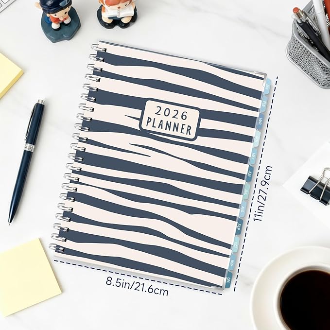 GuassLee Large 2026 Planner, Weekly and Monthly Planner from January 2026-December 2026, 8.5"x 11" Calendar Agenda Book with Back Pocket, Stickers for Home Office School Supply, Navy Blue