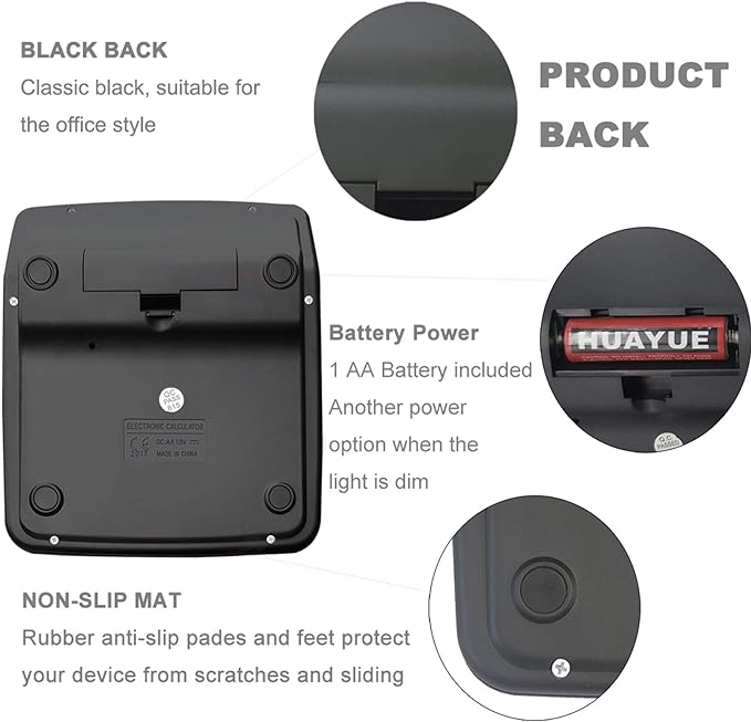 Calculators, BESTWYA 12-Digit Dual Power Handheld Desktop Calculator with Large LCD Display Big Sensitive Button (Black, Pack of 10)