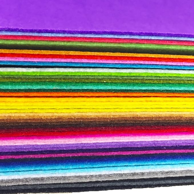 flic-flac 44PCS 8 x 12 inches (20 x 30cm) Assorted Color Felt Fabric Sheets Patchwork Sewing DIY Craft 1mm Thick … (20cm * 30cm, 44pcs)