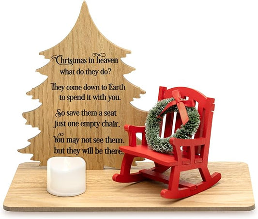 Christmas in Heaven Decoration Christmas Memorial Candle Holders Rocking Chair Ornament Save A Seat Memorial Gift Xmas Decor