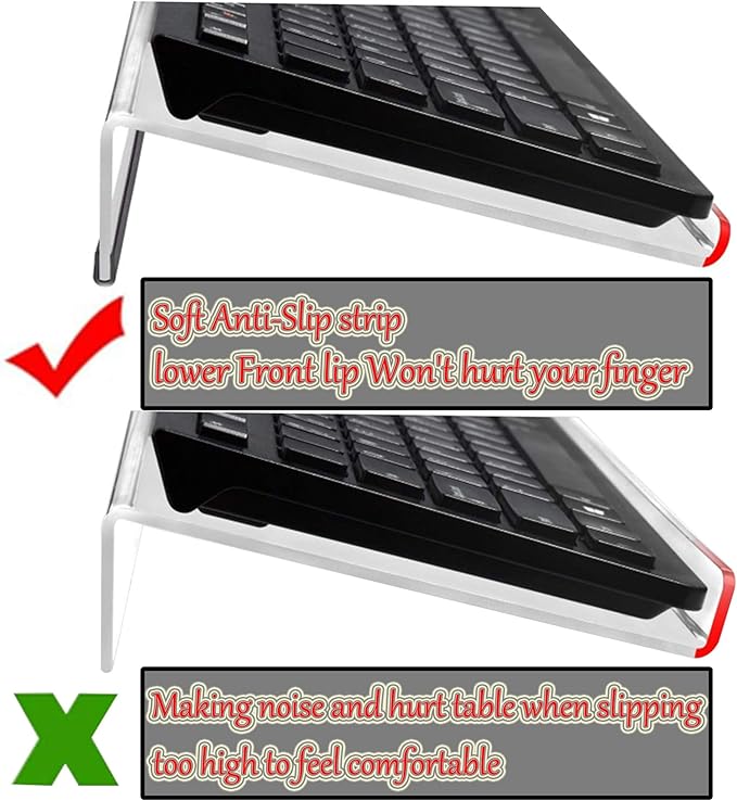 4pcs New Acrylic Tilted Computer Keyboard Stand with Mouse and Keyboard Wrist Rest Pad Computer Keyboard Holder Set for Office Desk,Home,School Supplies (Keyboard Stand)