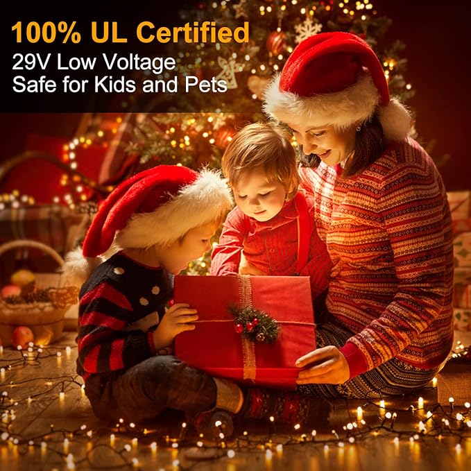 Haili 105FT 300 LED Christmas Lights Outdoor, Plug in 8 Mode String Lights for Christmas Tree, Party, Patio, House Christmas Decoration (Warm White)