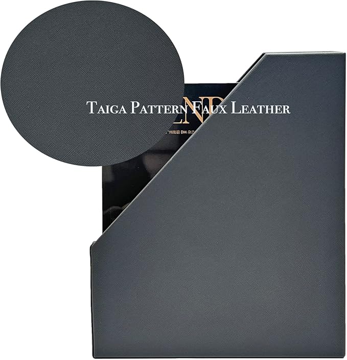 UnionBasic Magazine File Holder, Leatherette Desktop Document Organizer, Home Office Paper Holder File Storage Literature Sorter, Grey