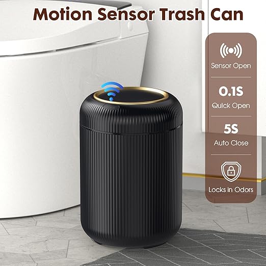 Procade Bathroom Trash Can Automatic Touchless,Motion Sensor Trash Bin,3 Gallon /11 L Smart Office Garbage can with Lid,Small Black Garbage Bin Wastebasket for Bedroom,Toilet, rv, Kitchen,Living Room