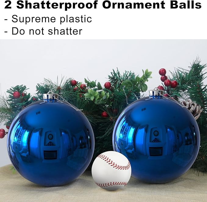 Royal Blue 6.0" Extra Large Christmas Balls - Christmas Tree Decoration Ornaments Shatterproof Hanging Shiny Balls for Birthday Holiday Wedding Decorations Set of 2pcs