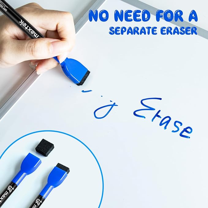 maxtek Dry Erase Markers - 6 Count Colorful Magnetic Dry Erase Markers Fine Tip with Eraser, Low Odor Whiteboard Markers for Calendar Boards