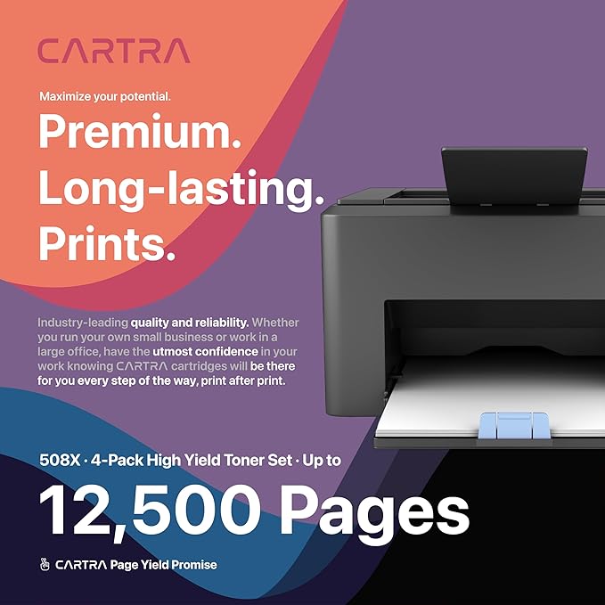 508X 508A Toner Cartridges 4 Pack, Compatible Replacement for HP 508X, HP 508A Cyan Magenta Black Yellow Ink Cartridges for HP Printers, Work with HP Color Laser Printer M553 M577, Flow MFP M577