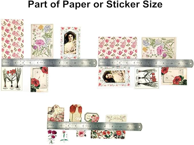 200PCS Vintage Scrapbooking Supplies Pack, Aesthetic Scrapbook Sticker Paper Art Journaling Kit for Bullet Junk Journals,Planner,Cottagecore Decor Gifts (Pink Series)