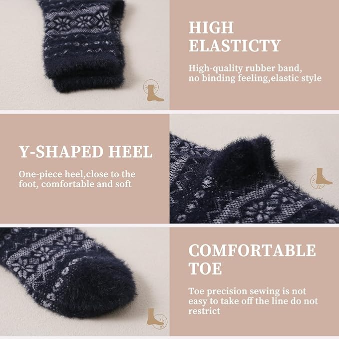 5 Pairs Fuzzy Soft Cozy Comfortable Socks for Women, Casual Sleep Comfy Socks, Perfect Warm Winter Gifts for Women