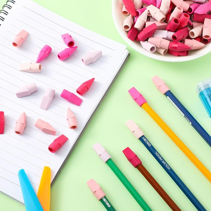 240 Pcs Pencil Top Erasers Cap Bulk Cute Pencil Toppers Erasers School Office Supplies for Students Teachers Art School Office Classroom Supplies(Pink)
