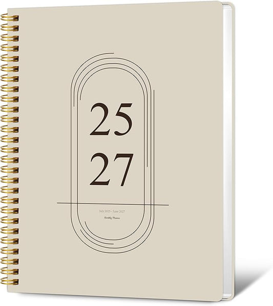 Monthly Planner 2025-2027 - 2 Year Monthly Planner Calendar 2025-2027, July 2025 - June 2027, 7.3" * 9.5", 24 Months Calendar Planner with Waterproof Cover＆Spiral Bound, for Office, School Home Planning - White