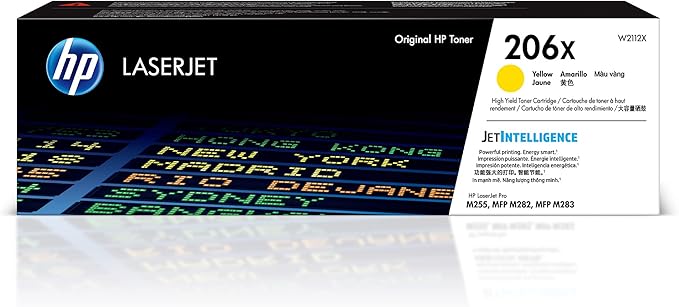 HP 206X Yellow High-yield Toner Cartridge | Works with HP Color LaserJet Pro M255, HP Color LaserJet Pro MFP M282, M283 Series | W2112X