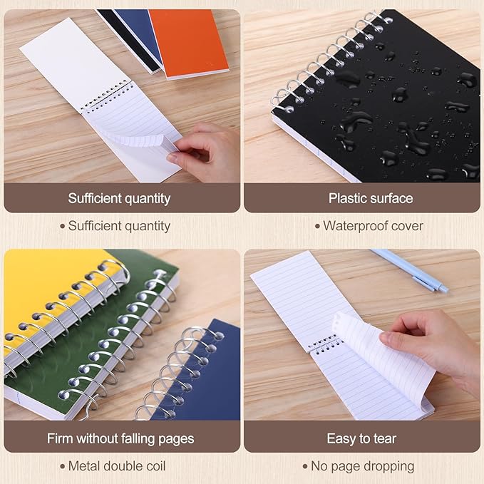 48 Pcs Small Pocket Notebooks 3 x 5 Inch Mini Memo Spiral Notepads Top Bound College Ruled Lined Note Pads for Back School Office Journaling Noting, 75 Sheets/Pad (Classic Color)