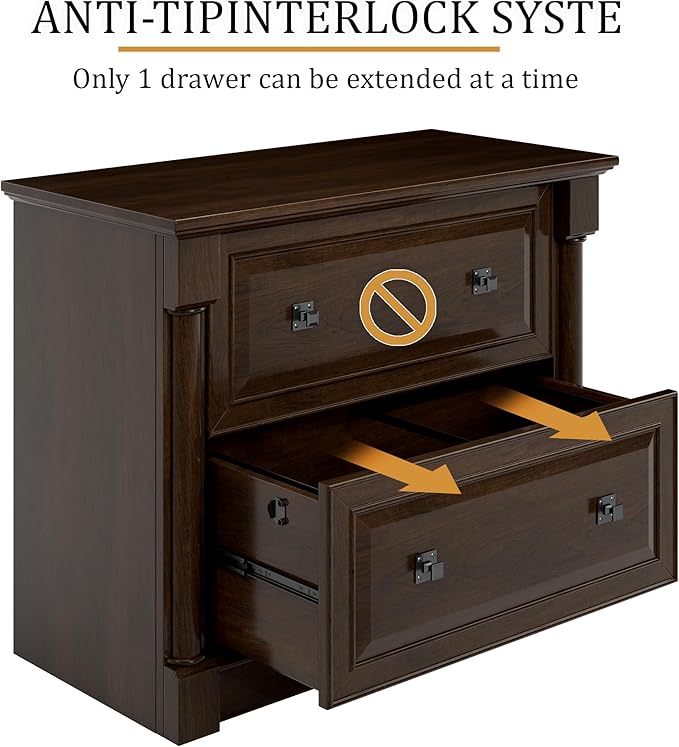 blini 2 Drawer File Cabinet Farmhouse Lateral File Cabinet with Hanging File Folders，Fits Letter/Legal/A4 Sizes, 36.8" Large Wood File Storage Cabinets Printer Stand for Home Office