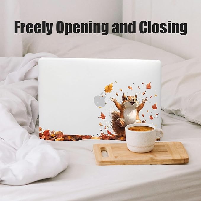 DTangLsm Compatible for MacBook Air 13 inch Case 2025 2024-2022 M4 M3 M2 A3240 A3113 A2681, Smooth Plastic Hard Shell Protective Cover for MacBook Air 13.6 Laptop Case+Keyboard Cover, Happy Squirrel