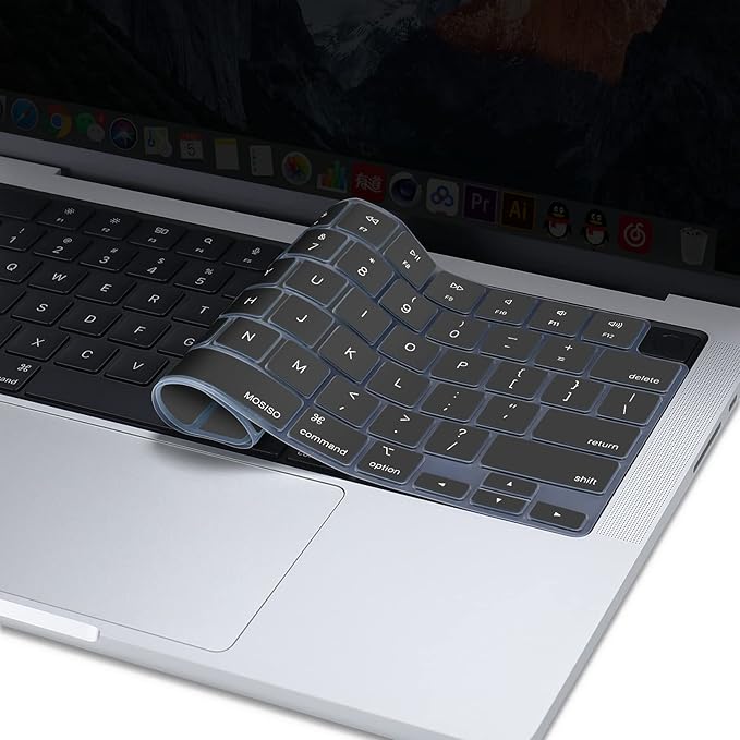 MOSISO Keyboard Cover Skin Compatible with MacBook Air 15 inch M3 A3114 M2 A2941/Air 13.6 A3113 A2681/Pro 14/16 M4 M3 M2 M1, Space Gray