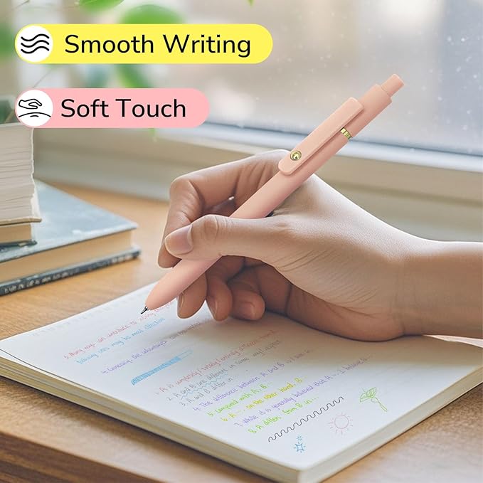 Colored Pens, 6 Pcs Colorful Pens Fine Point Smooth Writing Pen, 0.5mm Colored Ink Gel Pen for Journaling Note Taking Planner, School Supplies Gifts for Nurse Teacher (6 Pcs Gold Vibrant)