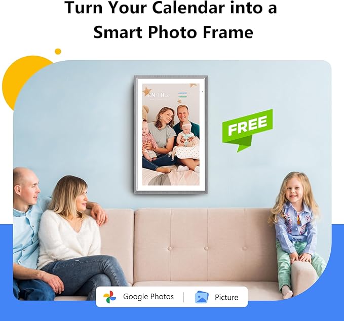 ApoloSign Digital Calendar: 15.6" Wall Planner Electronic Calendar, Smart Touchscreen Interactive Display for Chore Chart, Family Schedules, Supports All Apps via Google Play (Gray Wood, 15.6-inch)