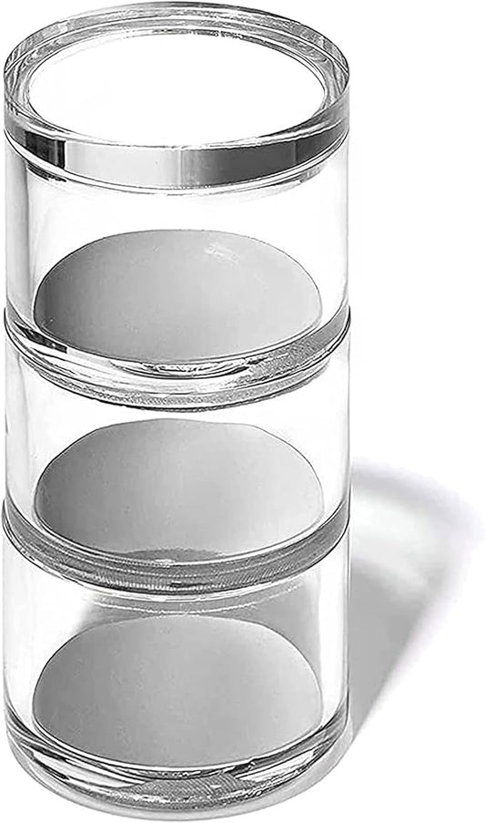 OfficeGoods 3-Tier Stackable Acrylic Holder- Stylish Desk Organizer and Storage for Office or Home – Transparent Round Design with Silver Metal Base