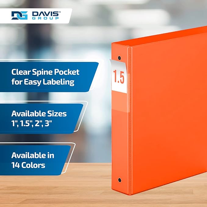 Premium Economy 6-Pack 3-Ring Binders for School or Office, D-Ring Binders, 1.5 Inch, Orange