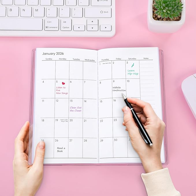 Pocket Calendar 2026-2027, Rainbow Monthly Planner 2025-2027 - 3.7" x 6.7" - Runs from July 2025 Until December 2027, Pocket Calendar 2026 with PVC Cover for School, Home & Office Supplies