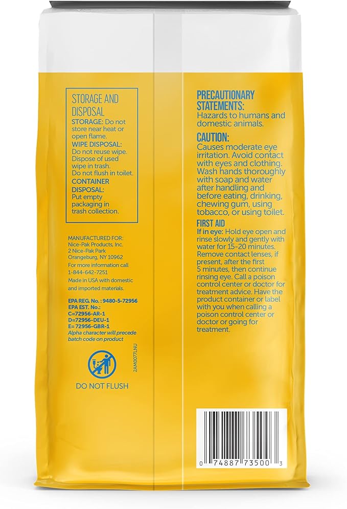 Nice 'N Clean Disinfecting Surface Wipes 304ct | Cleans & Disinfects Home & Kitchen Surfaces | Fresh & Lemon Scent