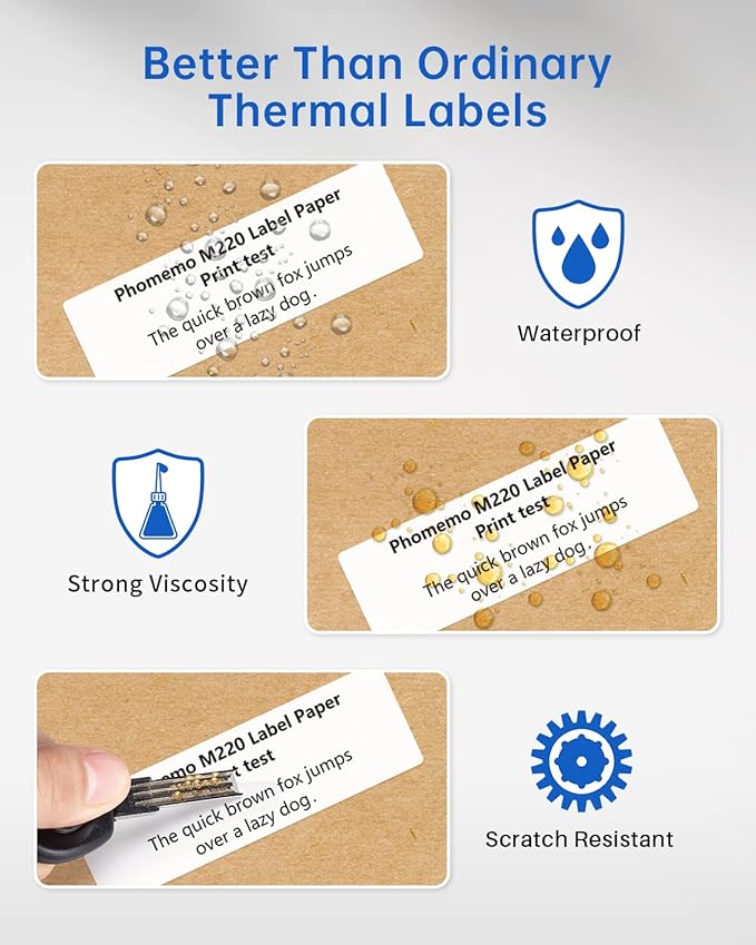 Phomemo Address Labels for M-Series Label Makers, Thermal Mailing Stickers, Easy to Peel Off. White, 1" x 2-5/8", 130 Per Roll, 3 Rolls