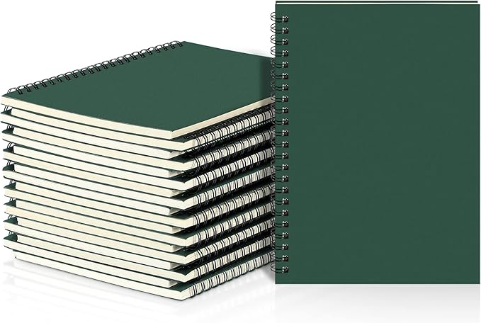 Yahenda 18 Pcs Spiral Notebook Bulk A5 Journal Lined 8.3'' x 5.5'' Writing Composition Paper Small Notepad Subject Notebook for Students Office Business Back to School Supplies (Deep Green)