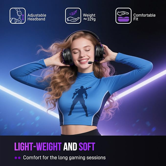 FIFINE Wired Gaming Headset, USB Headphone with 7.1 Surround Sound, Detachable Microphone, Control Box, 3.5mm Headphones Jack, Over-Ear Headset for PC/PS5/Xbox/Switch, Black-AmpliGame H9