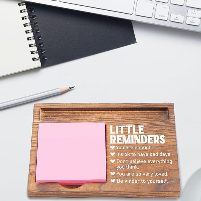 Little Reminders Sticky Note Holder, Encouraging Desk Organizer for Mental Wellness, Self-Care Inspirational Gift for Women, Friends, Self-Stick Note Pad Holders EDP119