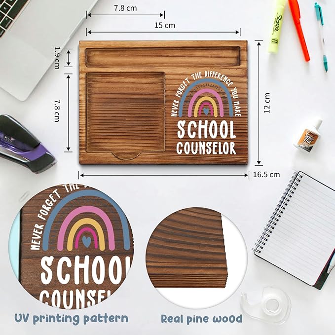 School Counselor Gifts Sticky Note Holder, Thank You Gift for School Counselor Office Recognition for Education Appreciation Week, Birthday or Holiday Graduation Self-Stick Note Pad Holders PB018