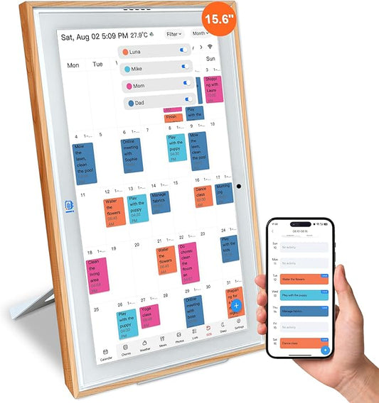 15.6 Inch Smart Digital Calendar – Family Wall Planner & Chore Chart, Wall Mounted Electronic Calendar with 1920x1080 IPS Full HD Touch Screen, Great for Organizing Your 2026 Calendar and Home Schedules